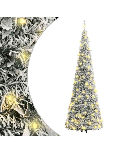 Albero di Natale Artificiale Pop-up Neve Fioccata 100 LED 150cm