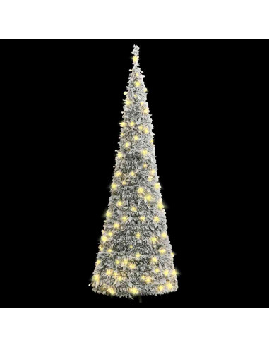 Albero di Natale Artificiale Pop-up Neve Fioccata 100 LED 150cm