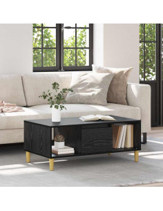 Tavolino da salotto con cassetto Rovere Nero 90 x 50 x 26.5 cm