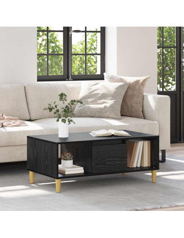 Tavolino da salotto con cassetto Rovere Nero 90 x 50 x 26.5 cm