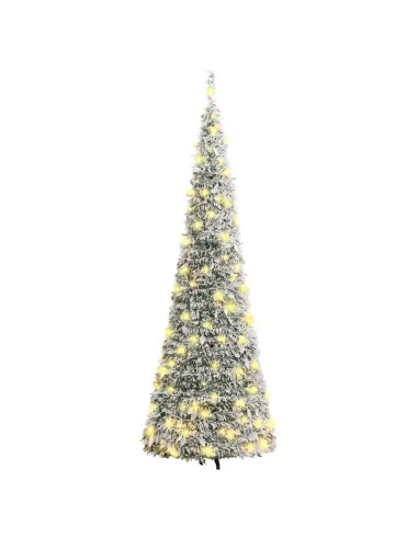 Albero di Natale Artificiale Pop-up Neve Fioccata 100 LED 150cm