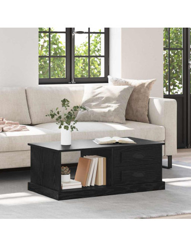 Tavolino da salotto con cassetto Rovere Nero 90 x 50 x 35 cm