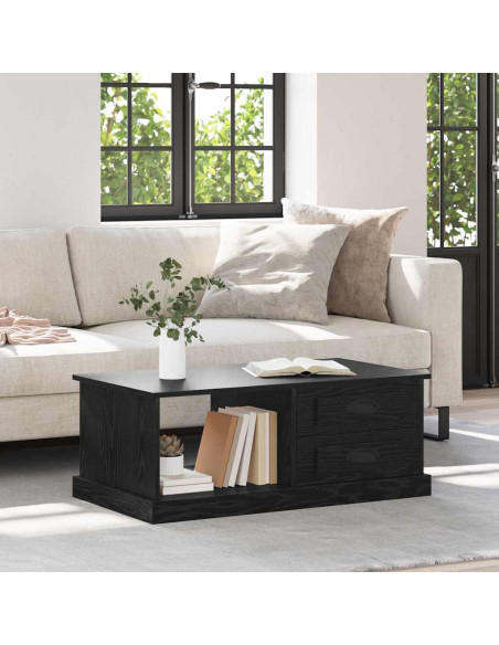 Tavolino da salotto con cassetto Rovere Nero 90 x 50 x 35 cm