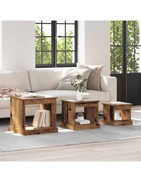Tavolino da salotto 3 pcs Legno vecchio Legno multistrato