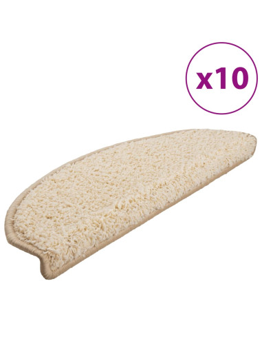 Tappetini per scale 10 pz 65x21x4 cm Crema Semicircolari Grandi