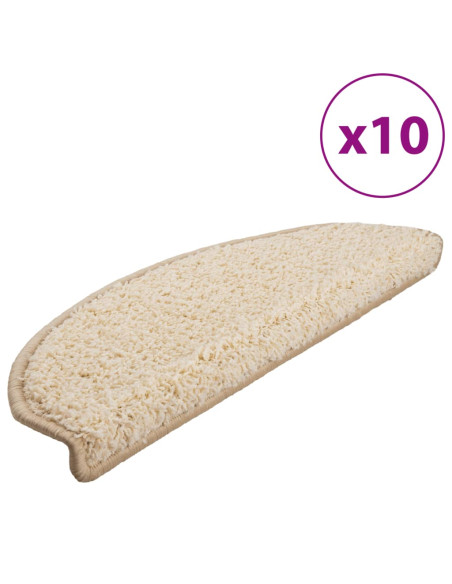 Tappetini per scale 10 pz 65x21x4 cm Crema Semicircolari Grandi