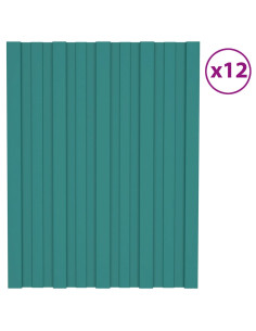 Pannelli da Tetto 12 pz in Acciaio Zincato Verde 60x45 cm 2
