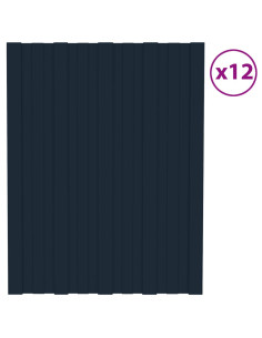 Pannelli da Tetto 12 pz in Acciaio Zincato Antracite 60x45 cm 2