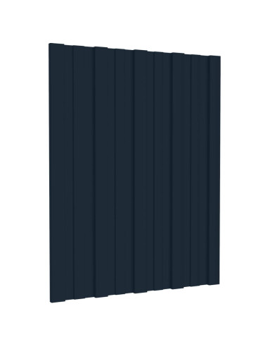 Pannelli da Tetto 12 pz in Acciaio Zincato Antracite 60x45 cm