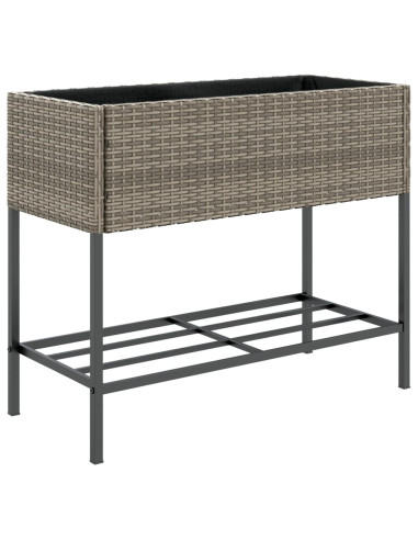 Fioriera da Giardino con Ripiano Grigia in Polyrattan