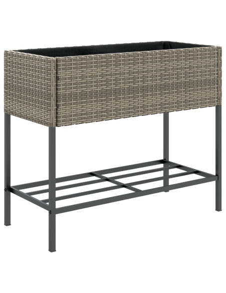 Fioriera da Giardino con Ripiano Grigia in Polyrattan