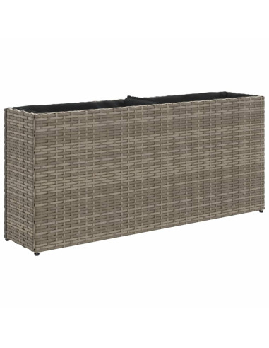 Fioriera da Giardino con 2 Vasi Grigia 90x20x40cm in Polyrattan