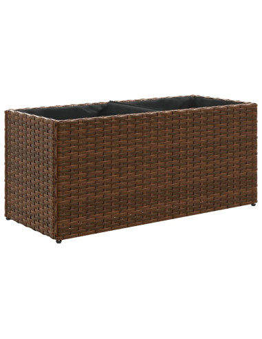 Fioriera da Giardino con 2 Vasi Marrone 72x30x32 cm Polyrattan