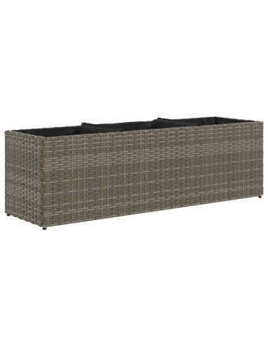 Fioriera da Giardino con 3 Vasi Grigia 105x30x32 cm Polyrattan