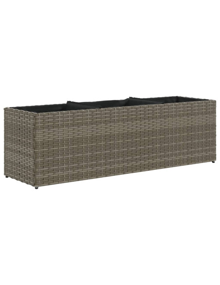 Fioriera da Giardino con 3 Vasi Grigia 105x30x32 cm Polyrattan
