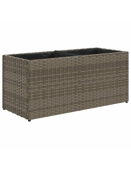 Fioriera da Giardino con 2 Vasi Grigia 72x30x32 cm Polyrattan