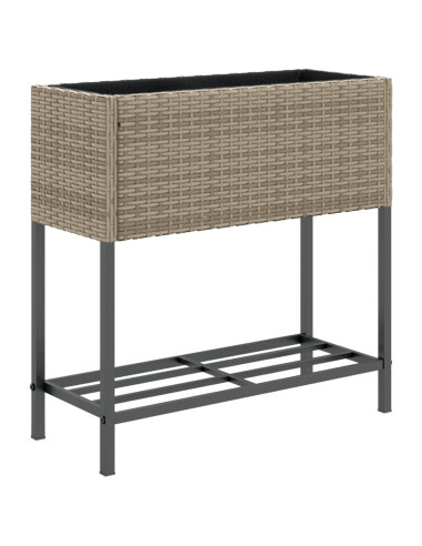 Fioriera da Giardino con Ripiano Grigia in Polyrattan