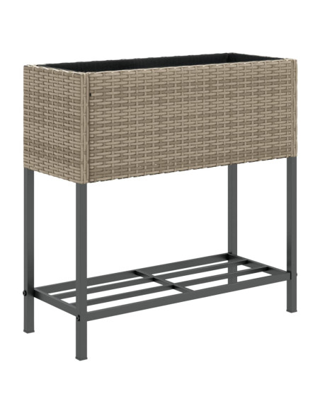 Fioriera da Giardino con Ripiano Grigia in Polyrattan