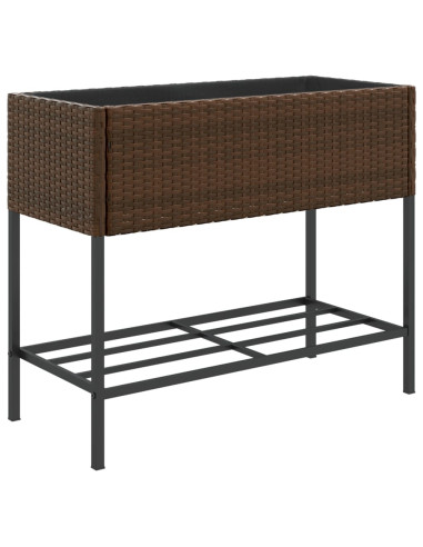 Fioriera da Giardino con Ripiano Marrone in Polyrattan