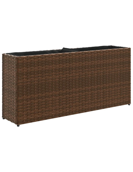 Fioriera con 2 Vasi Marrone 90x20x40 cm in Polyrattan