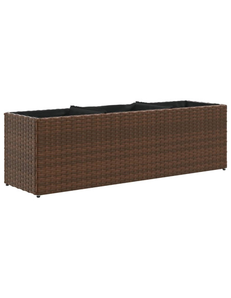 Fioriera da Giardino con 3 Vasi Marrone 105x30x32 cm Polyrattan