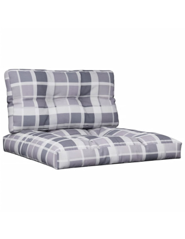 Cuscini per Pallet 2 pz Grigi a Quadri in Tessuto