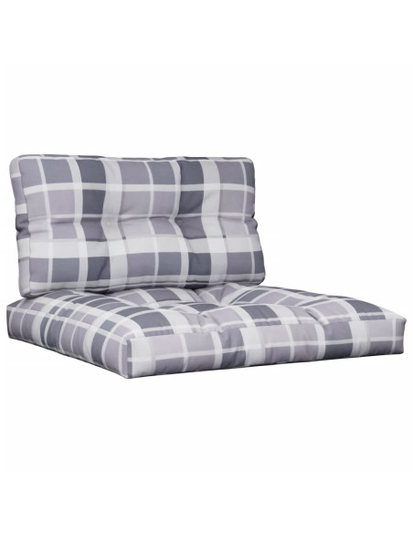 Cuscini per Pallet 2 pz Grigi a Quadri in Tessuto