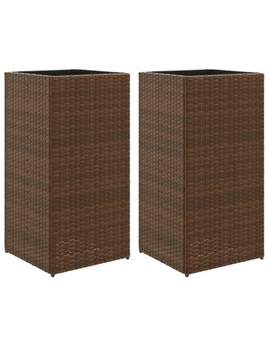 Fioriere da Giardino 2 pz Marrone 40x40x80 cm in Polyrattan