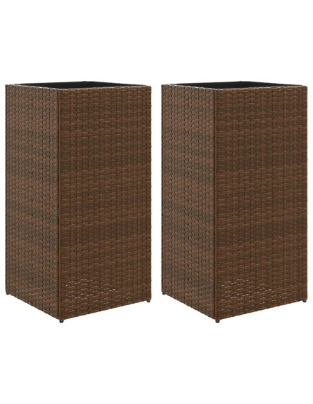 Fioriere da Giardino 2 pz Marrone 40x40x80 cm in Polyrattan