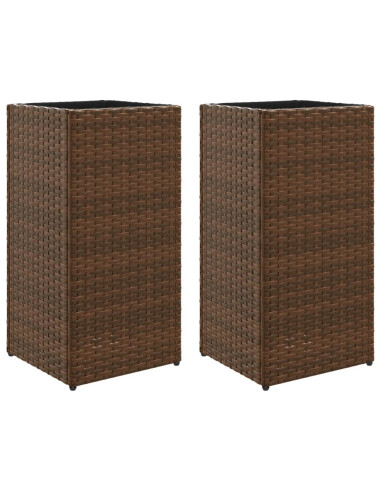 Fioriere da Giardino 2 pz Marrone 30x30x60 cm in Polyrattan