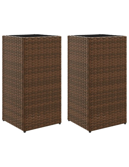 Fioriere da Giardino 2 pz Marrone 30x30x60 cm in Polyrattan