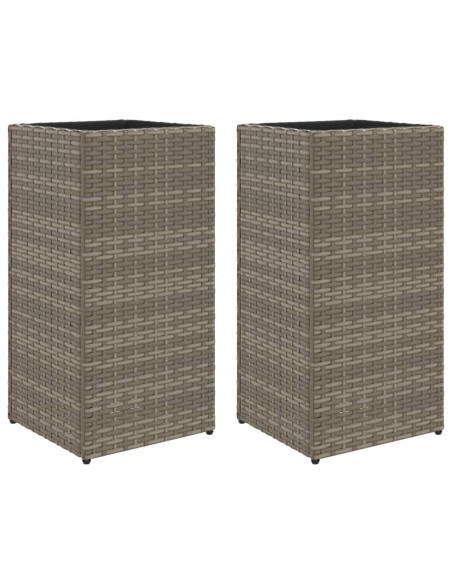 Fioriere da Giardino 2 pz Grigie 30x30x60 cm in Polyrattan