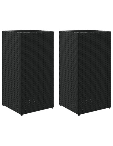 Fioriere da Giardino 2 pz Nere 30x30x60 cm in Polyrattan