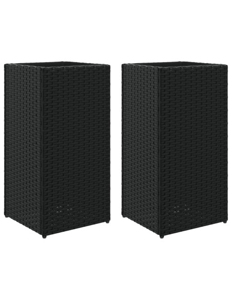 Fioriere da Giardino 2 pz Nere 30x30x60 cm in Polyrattan