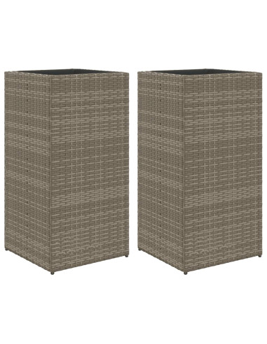 Fioriere da Giardino 2 pz Grigie 40x40x80 cm in Polyrattan