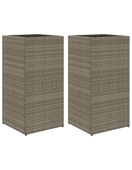 Fioriere da Giardino 2 pz Grigie 40x40x80 cm in Polyrattan