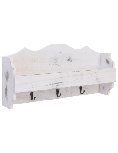 Appendiabiti a Muro Bianco 50x10x23 cm in Legno