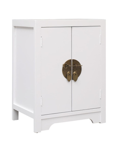 Comodino Bianco 38x28x52 cm in Legno di Paulownia