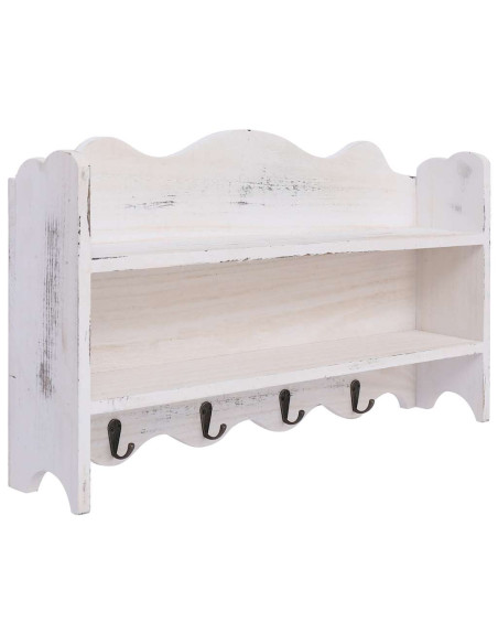Appendiabiti a Muro Bianco 50x10x30 cm in Legno