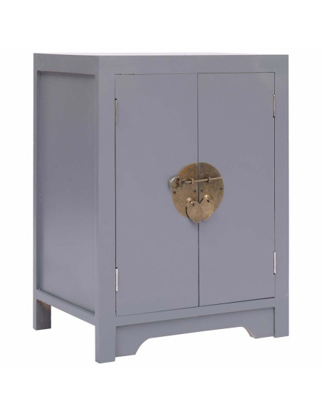 Comodino Grigio 38x28x52 cm in Legno di Paulownia