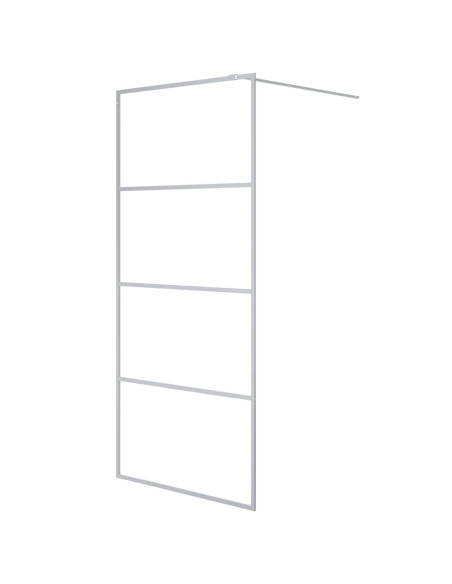 Parete Doccia Walk in Argento 90x195 cm Vetro Trasparente ESG