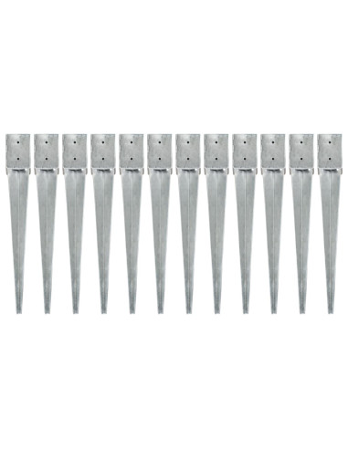 Picchetti di Terra 12 pz Argento 10x10x76 cm in Acciaio Zincato