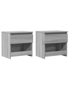 Comodini Rovere Grigio 2pz 40x30x39 cm Legno Ingegnerizzato