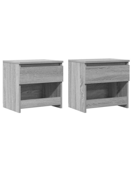 Comodini Rovere Grigio 2pz 40x30x39 cm Legno Ingegnerizzato