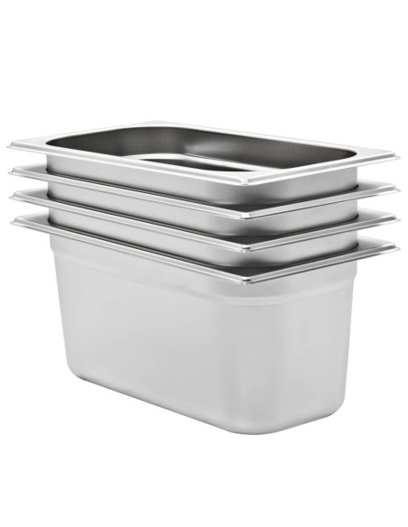 Contenitori Gastronorm 4 pz GN 1/3 150 mm in Acciaio Inox