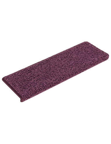 Tappetini per scale 15 pz 65x21x4 cm Viola scuro con bordo rettangolare