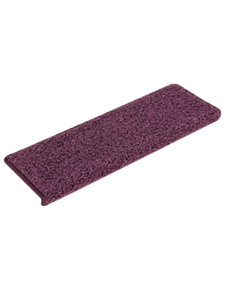 Tappetini per scale 15 pz 65x21x4 cm Viola scuro con bordo rettangolare