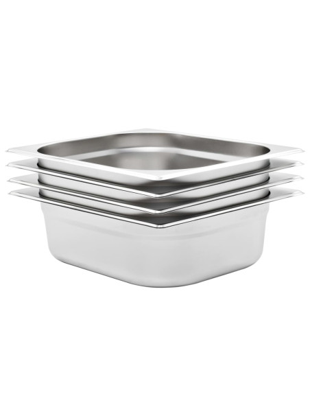 Contenitori Gastronorm 4 pz GN 1/2 100 mm in Acciaio Inox