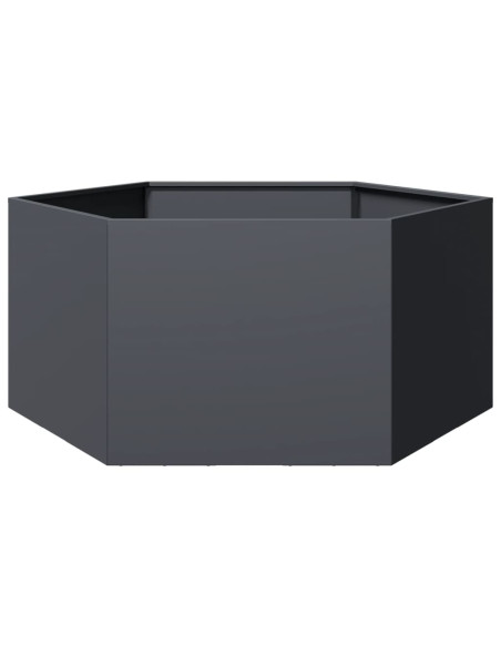 Fioriera da Giardino Antracite Esagono 104x90x45 cm in Acciaio