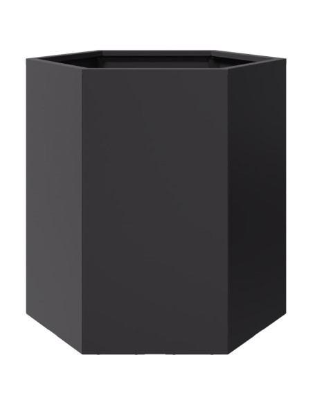 Fioriera da Giardino Nera Esagono 46x40x45 cm in Acciaio
